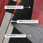 8x12 Abstract Geometric Rugs for Bedroom Decor, Washable Black White Red Pattern Area Rug, Living Room Home Decoration, Non Slip Soft Thin, Minimalist Modern Decor Large Carpet PF-P 49