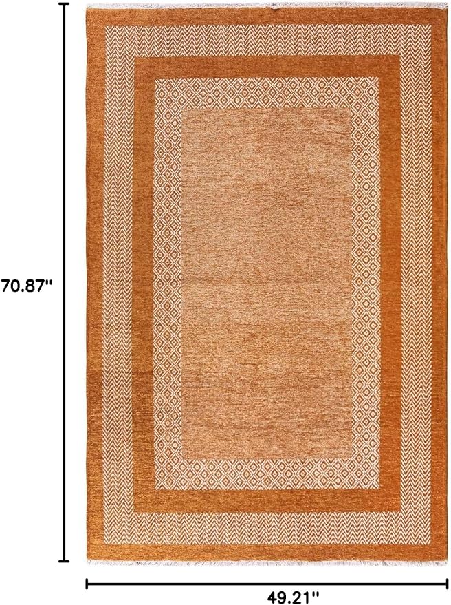 Alfa Rich 4x6 Burnt Orange Washable Area Rugs for Living Room Bedroom Kitchen Cotton Decor Rug