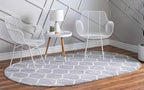 Rugs.com Lattice Frieze Collection Rug – 8' x 10' Oval Light Gray Medium Rug Perfect for Living Rooms, Large Dining Rooms, Open Floorplans