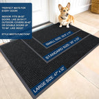 OLANLY Front Door Mat Indoor Outdoor Entrance, Waterproof Heavy Duty Doormat, Fade Resistant, Low Profile, Easy Clean Patio Porch Welcome Floor Mats for Entry, 59x40, Black