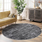 RUGSREAL Washable Round Rug 4x4 ft for Living Room Modern Round Rug Small Bedside Carpet with Rubber Backing Stain Resistant Small Entry Mat Neutral Circle Rug for Bedroom Nursery Home Decor, Grey