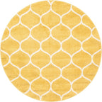 Rugs.com Lattice Frieze Collection Rug – 5' Round Yellow Medium Rug Perfect for Kitchens, Dining Rooms