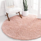 Unique Loom Davos Shag Collection Area Rug - Solid (10' Round, Dusty Rose)
