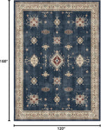 RUGGABLE Washable Vintage Area Rug – Verena Sapphire 10x14, Stain-Resistant, Non-Slip – Large Machine Washable Rugs for Living Room, Bedroom, Hallway, Entryway & Office–with Standard Pad