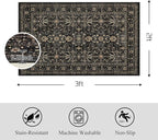 Area Rug Non Slip Machine Washable Ultra Soft Living Room/Bedroom/Kitchen/Outdoor/Classroom Black Grey, 2'×3'