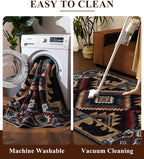 YIHOUSE Rustic Cabin Area Rug 4x6,Machine Washable Lodge Bear Rug,Non-Slip Low Pile Print Pattern Western Aztec Rug for Living Room Bedroom