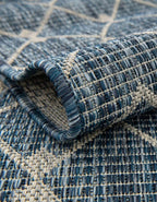 Unique Loom Outdoor Trellis Collection Area Rug - Tribal Trellis (7' 10" x 10' Oval, Blue/ Ivory)