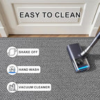 Ultra Thin Door Mat Indoor Entrance 24"x47", Low-Profile Indoor Door Mat, Non Slip Entry Mat Rubber Backing Unique Herringbone Design Inside Doormat Dirt Trapper Entryway Mats, Grey