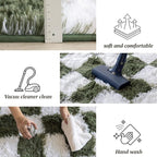 8x10 Area Rugs for Living Room Bedroom, Soft Fluffy Shaggy Bedside Rug, Indoor Floor Carpet for Kids Playroom, Dorms, Nursery Rooms, Home Decor (Olive Green & White 8'x10')