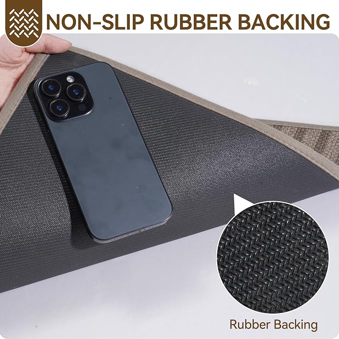 Front Door Mat 31''x47'', Absorbent Muddy Dirt Resist Washable Non Slip Low-Profile Indoor Doormat, Easy Clean Welcome Entryway Door Mats, Brown