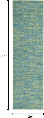 Nourison Home Nourison Essentials Blue Green 2'2" x 12' Area Rug - Easy Clean, Non Shedding, Bed Room, Living Room, Dining Room, Kitchen (12' Runner)