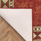 Antep Rugs Alfombras Modern Bordered 8x10 Non-Skid (Non-Slip) Low Profile Pile Rubber Backing Indoor Area Rugs (Maroon Beige, 7'10" x 10')