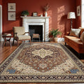 6x9 Mousse Brown Area Rug for Living Room, Machine Washable Rugs with Non-Slip Backing for Bedroom, Vintage Medallion Carpet Dining Room Office Kids Room Decor