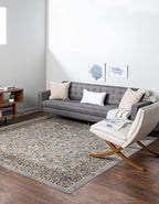 Rugs.com Yasmin Collection Rug – 8 Ft Square Gray Medium Rug Perfect for Living Rooms, Kitchens, Entryways