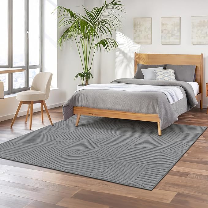 Pauwer 5x7 Washable Area Rugs for Living Room Modern Grey Solid Color Soft Fluffy Rugs for Bedroom Non Slip Boho Accent Indoor Mat Floor Carpet Cover for Kids Room Dining Room Kitchen Office