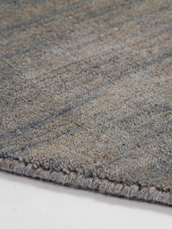 Hand Knotted Loom Wool ECO-Friendly Area Rugs - 6'x6', Octagon, Light Blue Color, Solid Plain Design, High Pile Handmade Anti Skid Area Rugs for Living Room, Bed Room (L00111)