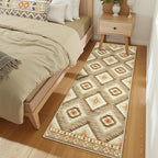 Area Rug 2x8 Rug Machine Washable Non-Slip Low Pile Print Pattern Western Rug for Living Room Bedroom Entryway Tribal Series -Cream/Camel