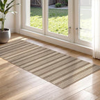 Lahome Striped Easy Jute 2x6 Runner Rug, Farmhouse Kitchen Rugs Non Slip Washable Entryway Hallway Runner, Neutral Non Shedding Lightweight Indoor Outdoor Carpet for Foyer Corridor, Khaki