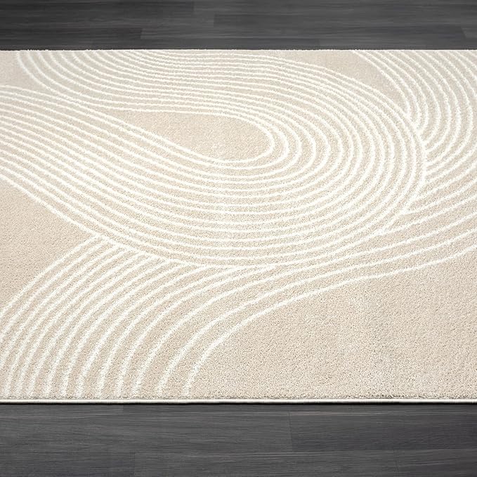 Abani Nuevo Collection Area Rug - Transitional Beige/Cream Design -7'9" x 10'2" - Easy to Clean - Durable for Kids & Pets - Non-Shedding - Medium Pile - Soft Feel - for Living Room, Bedroom & Office