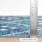 Dash and Albert Kota Machine Washable Area Rug - 4' x 6' Indigo - Diamond Accent Rug - Anti-Slip Backing, Lightweight, Machine Washable, High Traffic Areas Kitchen, Mudroom, Laundry Room