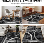 Rugshop Modern Wavy Circles Design Area Rug, Fade-Resistant Carpet for Entryway, Home Office, or Bedroom, Black, 3'3" x 5'