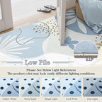 Lahome 9x12 Rugs for Living Room, Washable Non-Slip Ultra-Thin Larege Area Rug for Dining Room Table, Boho Botanical Print Indoor Soft Carpet for Bedroom Office, Blue