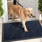 Kitinjoy Front Door Mat Outside Entrance, Sturdy Natural Dirt Trapper, Heavy Duty Rubber Doormat, Low Profile Non-Slip Backing, Easy Clean Floor Mat for Indoor Outdoor Entry, 29.5X17 Inch, Navy Blue