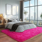Shaggy Area Rugs, Hot Pink Fuzzy Rugs for Kids Bedroom, Soft Play Nursery Area Rug for Girls, Shag Area Rugs Non Slip, Fluffy Rug Carpet 8x10Ft