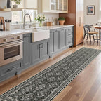 WITSHOCK Black Boho Washable 2x8 Kitchen Runner Rug,Vintage Neutral Hallway Rugs for Entryway,Soft Distressed Floor Mat for Bedroom,Entrance,Indoor Back Door(Black,2x8)
