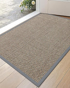 DEXI Ultra Thin Entryway Door Mat 17x30, Non Slip Rubber Backing Inside Entry Mat, Low Profile Easy Clean Dirt Trapper Doormat for Inside Entrance Patio, Grey