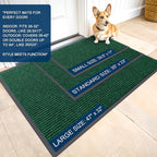 OLANLY Front Door Mat Indoor Outdoor Entrance, Waterproof Heavy Duty Doormat, Fade Resistant, Low Profile, Easy Clean Patio Porch Welcome Floor Mats for Entry, 47x17, Green