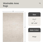 Valenrug Washable Rugs 5x7 - Stain Resistant 5x7 Area Rugs for Living Room, Non Slip Backing Gradient Printed Rugs for Bedroom, Foldable Machine Washable Area Rug(5'x7', Beige)