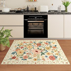 DUKINO 3x5 Area Rug, Floral Rugs for Living Room, Lightweight Non Slip Washable Rug, Indoor Low Pile & Non-Shedding Boho Design Rugs for Bedroom, Living Room, Dining Room, Beige Yellow