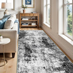 5x12 Runner Rug for Wide Hallway: Long Washable Runners for Entryway Living Room Dining Room - Stain and Water Resistant Rugs with Non-Slip Backing - Soft Low-Pile Carpet Black Grey
