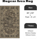 HUGEAR 3x5 Entryway Area Rug Retro Brown Small Rug Machine Washable Door Mat Vintage Floral Low Pile Carpet Distressed Throw Rug Entrance Kitchen Bedroom Bathroom Office Non Slip Soft Lightweight
