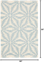 Dash & Albert Aster Sky Hand Micro Hooked Wool Rug, 5 X 8 Feet, Blue Geometric Pattern