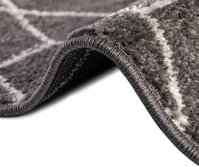 Unique Loom Trellis Frieze Collection Area Rug - Geometric (3' x 5' Oval, Dark Gray/ Ivory)
