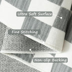jinchan Runner Rug 2x5 Hallway Washable Modern Checkered Geometric Lattice Kids Bedroom Rug Indoor Floor Cover Non Slip Soft Carpet for Nursery Room Kitchen Laundry Room Home Grey
