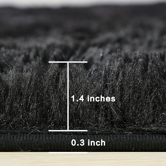 Andency Black Soft Area Rugs for Living Room Bedroom, 3x5 Non-Slip Fluffy Shag Carpet, Indoor Floor Fuzzy Shaggy Living Room Plush Rug for Kids Dorm Nursery Home Decor Aesthetic