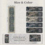 Medallion Hallway 2x8 Runner Rug, Washable Non Slip Entryway Runner Indoor, Low Pile Thin Vintage Distressed Carpet Runners 8ft for Kitchen/Bedroom Bedside/Laundry Room/Bathroom, Midnight/Multi