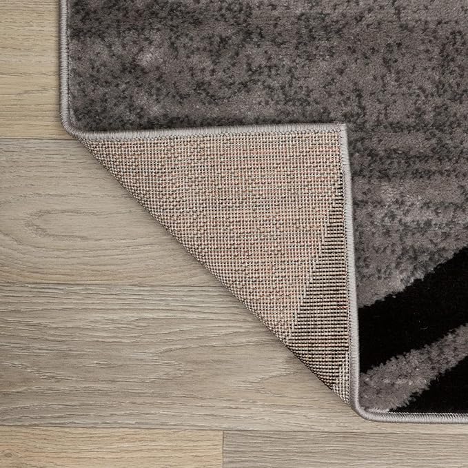 Rugshop Wavy Circles Design Runner Rug, Non-Shedding Carpet for Hallway, Kitchen, or Entryway, Gray, 2'7" x 8'