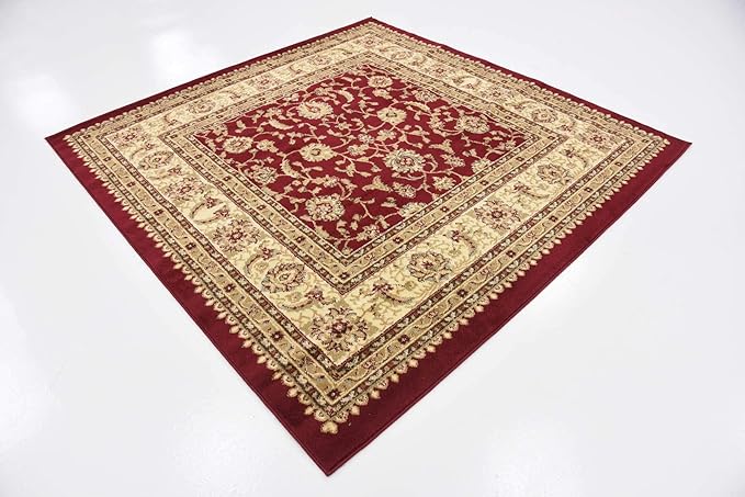 Unique Loom Voyage Collection Traditional Oriental Classic Intricate Design Area Rug (6' 0 x 6' 0 Square, Terracotta/Ivory)