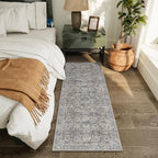 2'x6' Washable Runner Rug Utral Soft Lightweight Vintage Boho Distressed Non-Slip Backing,Low Pile Stain Resistant Farmhouse Rug for High-Traffic Hallway, Kitchen & Laundry