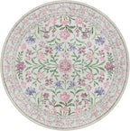 Lahome Light Purple 4 ft Round Accent Rug, Small Circular Soft Mat for Nursery & Reading Nook, Machine Washable Low Pile Carpet for Cozy Self-Care Retreat Decor