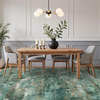 GENIMO Abstract Area Rug 6x9, Washable Large Modern Rug Non Slip, Low Pile Lightweight Soft Carpet for Living Room, Bedroom, Dining Room, Turquoise