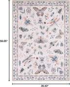 Lahome Insect Washable Small Area Rug, 3x5 Area Rugs for Bedroom Living Room, Non-Slip Soft Accent Throw Carpet for Kitchen Office Entryway Bathroom Office, Pink