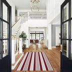 KOZYFLY Striped Outdoor Rug 4x6 Ft Red and White Christmas Front Door Rug Woven Area Rug Washable Indoor Cotton Rugs for Living Room Kitchen Entryway Patio Front Porch Holiday Decor