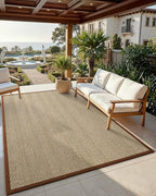 DEXI Area Rug Natural Fiber 6x9, Braided Woven Seagrass Rugs No Shed, Large Soft Neutral Rustic Carpet Mat for Indoor Entryway Outdoor Patio Dining Living Room Bedroom Farmhouse, Natural