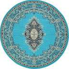 Unique Loom Reza Collection Traditional Persian Style Area Rug, 8' 0" x 8' 0", Turquoise/Ivory