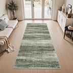 PADOOR Modern Abstract Runner Rug - 2x8 Washable Hallway Rugs, Ultra Soft Non-Slip Low Pile Floor Rugs for Hallway Entryway Kitchen Bedroom Bedside Laundry Room Green